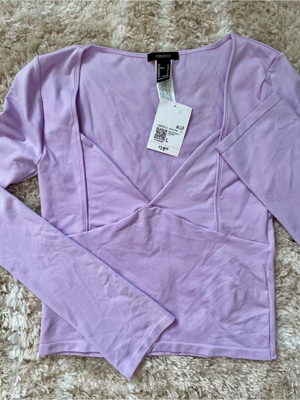 NWT Forever 21 Lilac Long Sleeve Top 💜 Size L